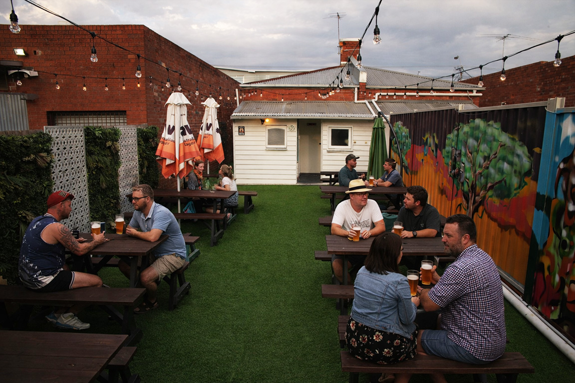 Close-up of drinks served in the beer garden